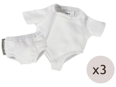 Zoom bild av MAXI PACK OF 3 BODYSUITS AND 3 NAPPIES FOR DOLLS Size 0